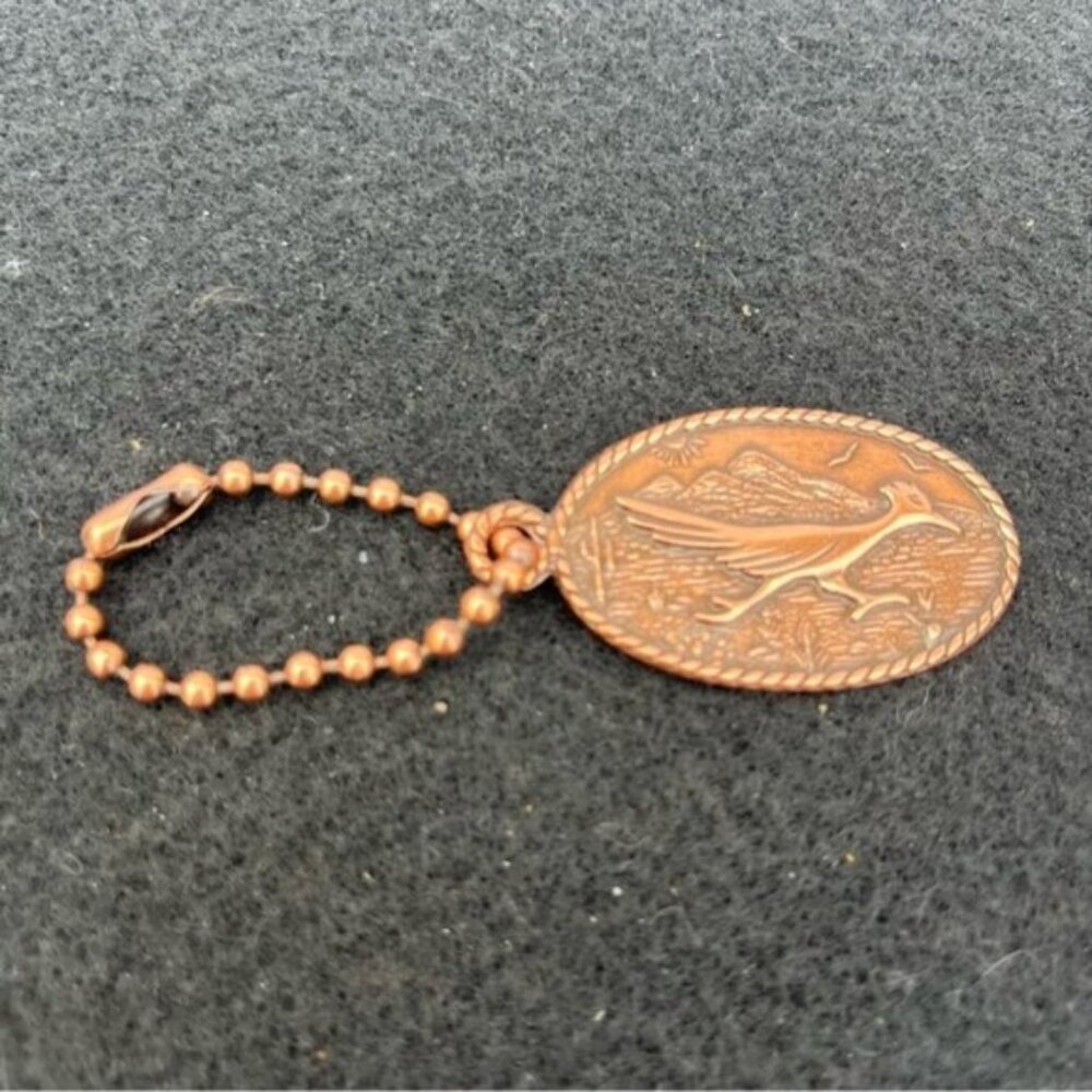 New Mexico Roadrunner Solid Copper Keychain